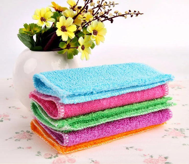 5/20PCS Dish Cloth Bamboo Fiber High Efficient Anti-grease Cleaning towel Washing Towel Magic Kitchen Cleaning Wiping Rag