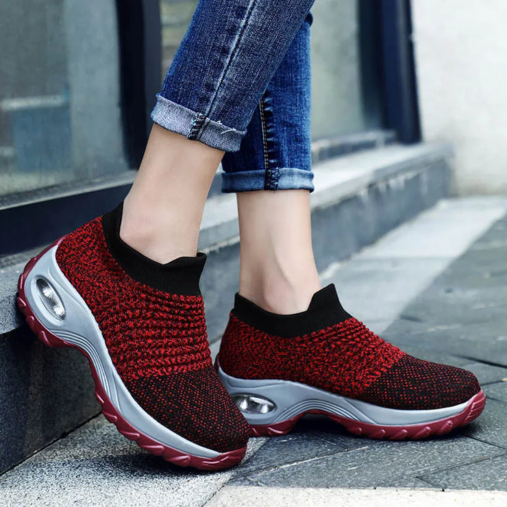 Womens Flats Slip On Shoes for Women Sock Sneakers Platform 2025 Comfortable Soft Ladies Spring Buty Damskie Sepatu Wanita Black