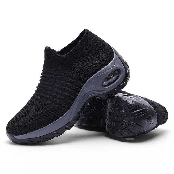 Womens Flats Slip On Shoes for Women Sock Sneakers Platform 2025 Comfortable Soft Ladies Spring Buty Damskie Sepatu Wanita Black