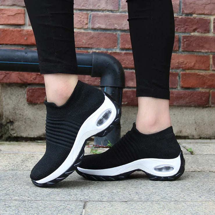 Womens Flats Slip On Shoes for Women Sock Sneakers Platform 2025 Comfortable Soft Ladies Spring Buty Damskie Sepatu Wanita Black