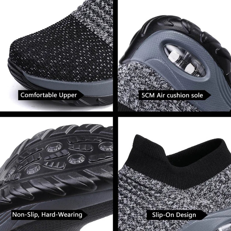 Womens Flats Slip On Shoes for Women Sock Sneakers Platform 2025 Comfortable Soft Ladies Spring Buty Damskie Sepatu Wanita Black