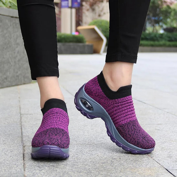 Womens Flats Slip On Shoes for Women Sock Sneakers Platform 2025 Comfortable Soft Ladies Spring Buty Damskie Sepatu Wanita Black