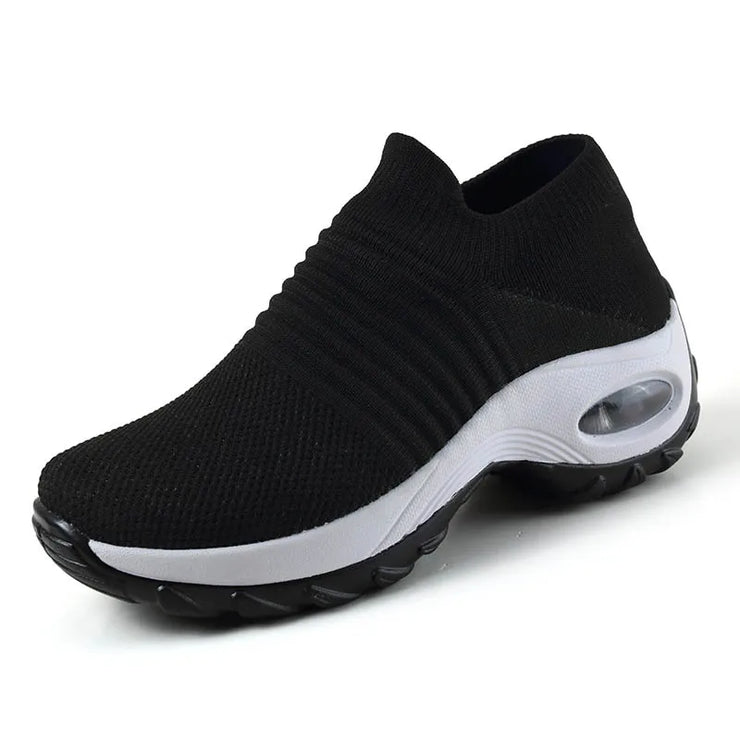 Womens Flats Slip On Shoes for Women Sock Sneakers Platform 2025 Comfortable Soft Ladies Spring Buty Damskie Sepatu Wanita Black