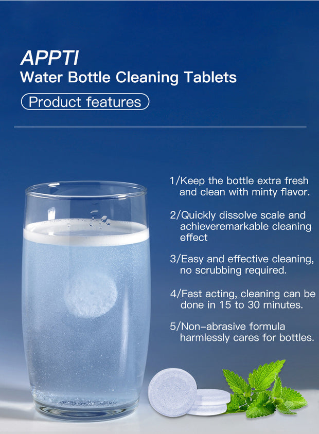 Water Bottle Cleaning Tablets Scale Cleaning Effervescent Tablets Decontamination Descaling Kettle Cleaning Kitchen Cleaner