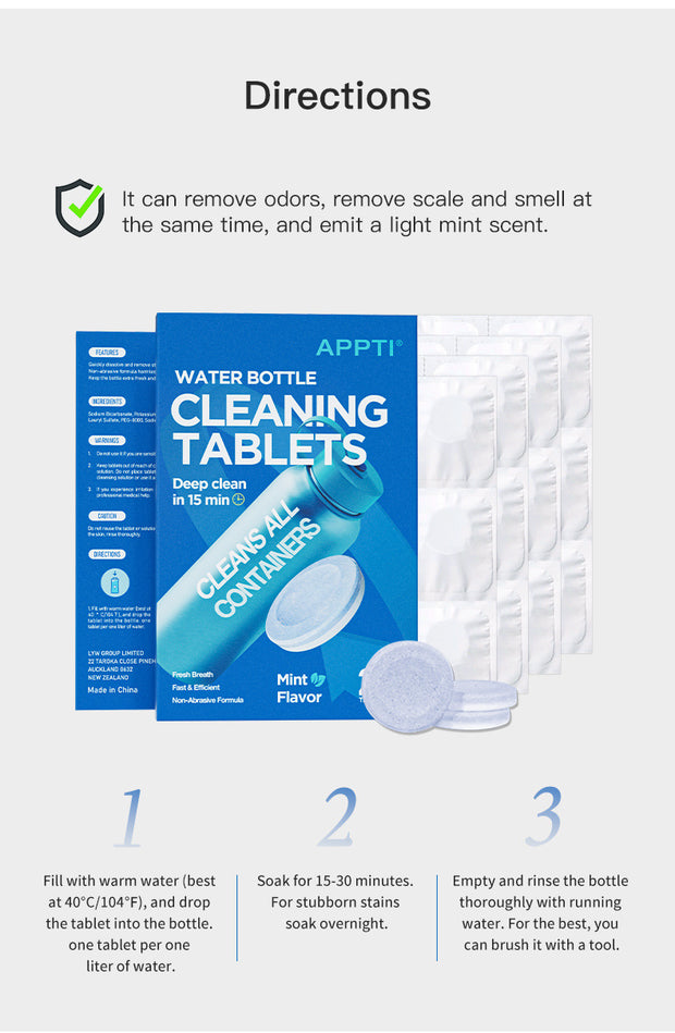 Water Bottle Cleaning Tablets Scale Cleaning Effervescent Tablets Decontamination Descaling Kettle Cleaning Kitchen Cleaner