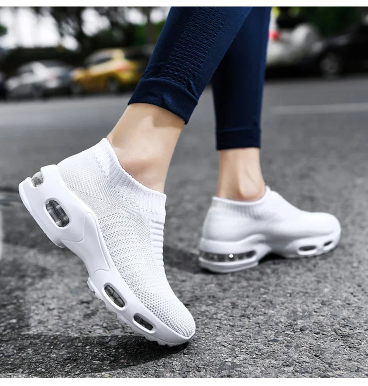 Women Sneakers 2020 Spring Flat Shoes Slip on Platform Sneakers for Women Black Breathable Mesh Sock Sneakers Shoes