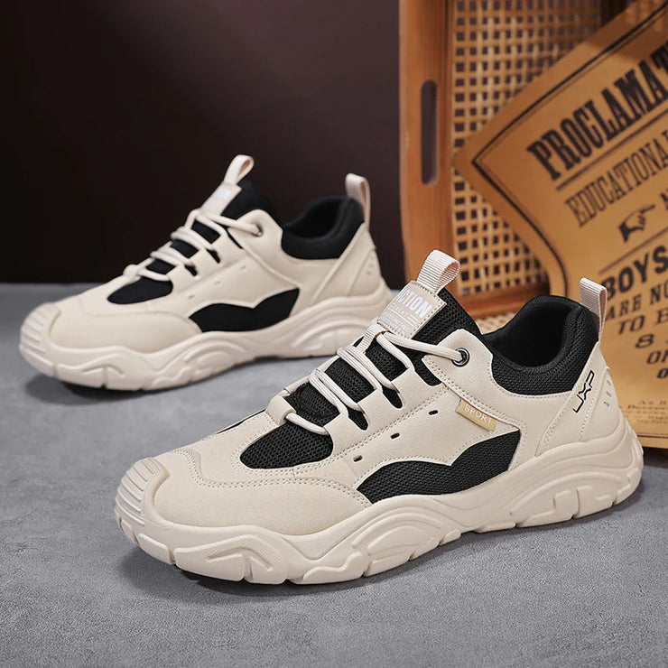 Sneakers for Men Fashion Lace Up Platform Shoe White Breathable Comfortable Male Sport Running Shoes Zapatillas 2025