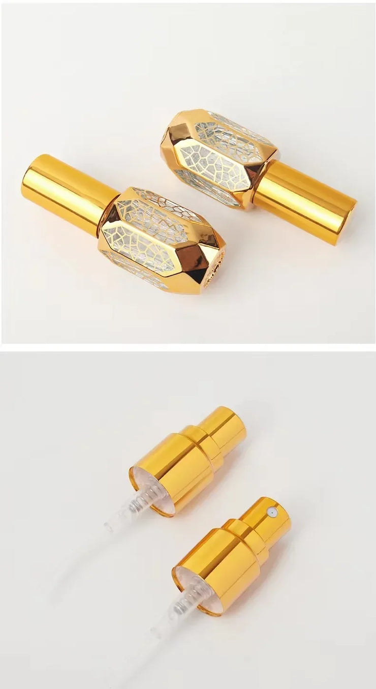 Travel 6ml Mini Spray Bottle Luxury Gold Plating Glass Perfume Portable Refillable Bottles Transparent Alcohol Mist Atomizer