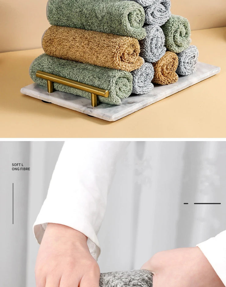 Bamboo Charcoal Fiber Cleaning Cloth Rags Water Absorption Non-Stick Oil Washing Kitchen Towel Household Cleaning Wiping Tools