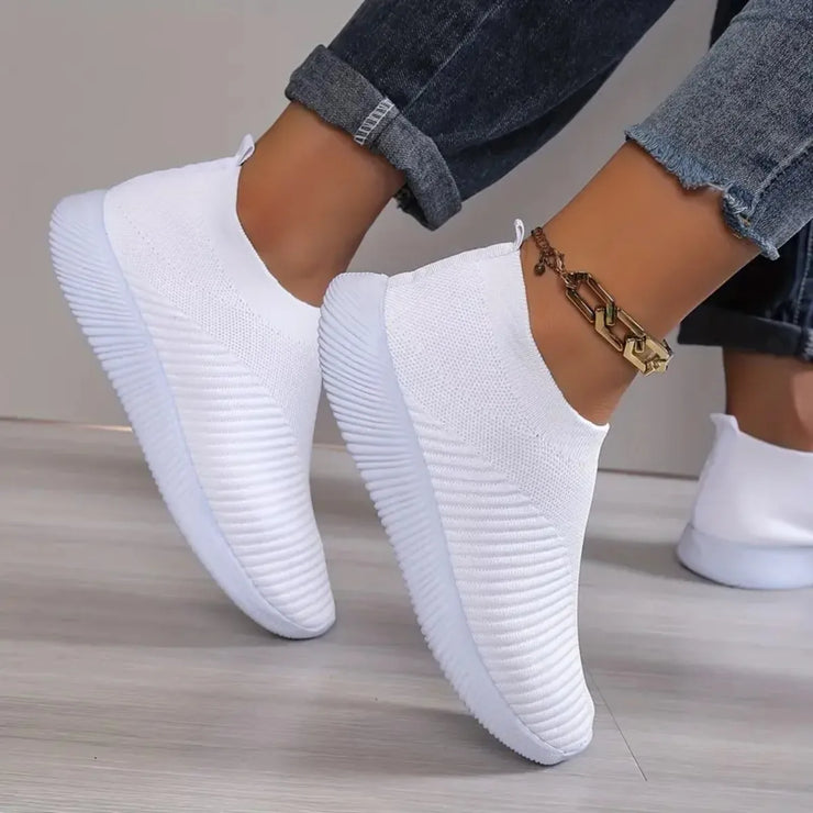 YRZL Womens Shoes Knitting Sock Sneakers Women Flat Shoes Casual Breathable Comfortable Slip on Flats Walking Shoes for Women