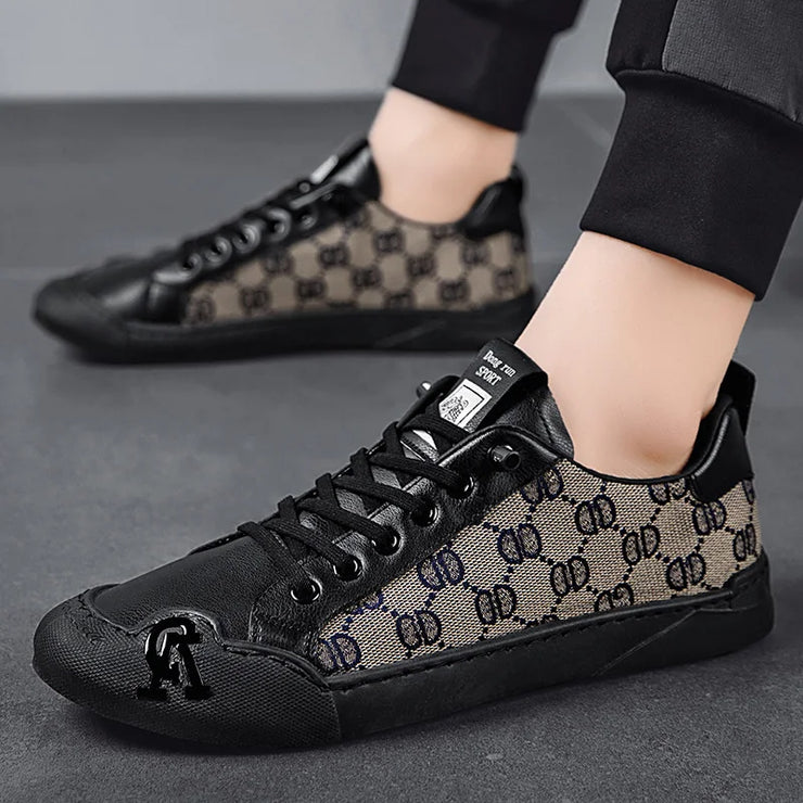 Luxury Black Men's Canvas Sneakers Designer Flat Vulcanized Shoes Men Low Top Casual Skateboard Shoes For Men Fashion Sneakers