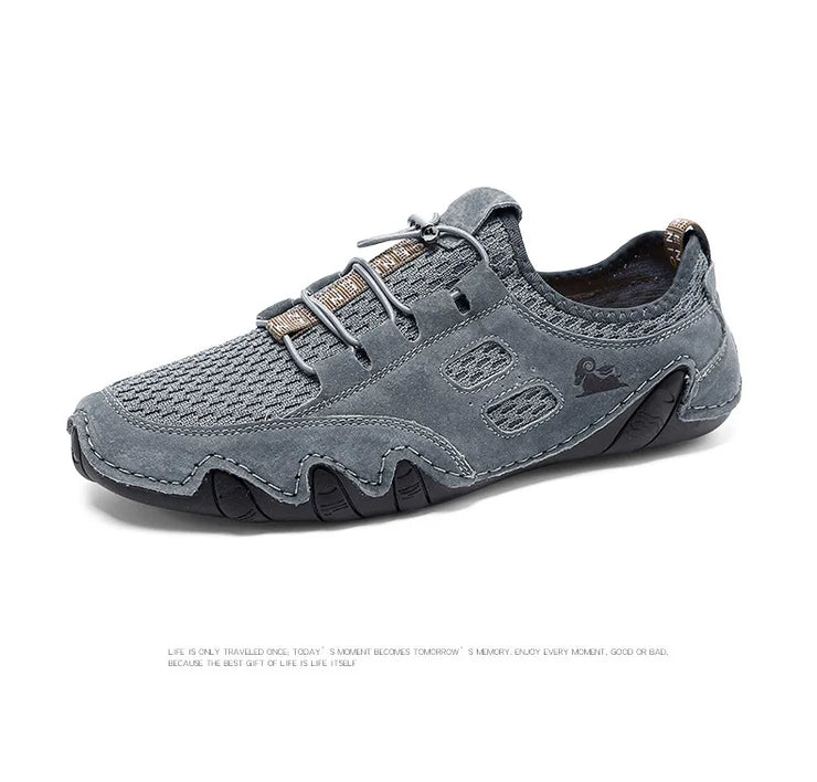 Men Fashion Sneakers Mesh Casual Shoes Lether Lac-up Mens Summer Lightweight Vulcanize Shoes Walking Sneakers Zapatillas Hombre