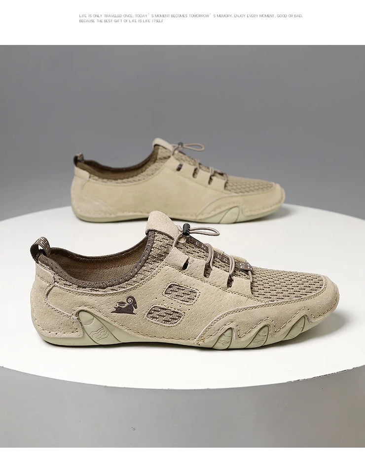 Men Fashion Sneakers Mesh Casual Shoes Lether Lac-up Mens Summer Lightweight Vulcanize Shoes Walking Sneakers Zapatillas Hombre