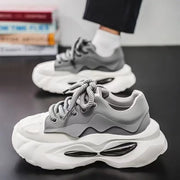 Chunky Sneakers Men Designer Soft Sole Sport Shoes Fashion Casual Microfiber Leather Upper Height Increased Platform White Shoes
