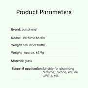 Louischanzl Perfume Atomizer Bottle magnet  Portable leather Sprayer for Boarding Tight Sealing Travel Perfume Spray gift 5ml