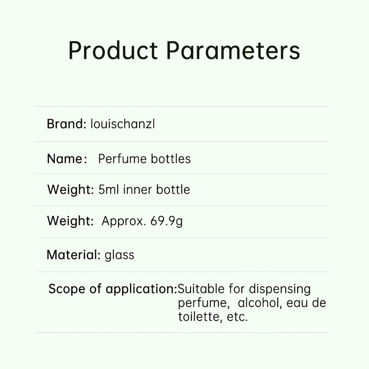 Louischanzl Perfume Atomizer Bottle magnet  Portable leather Sprayer for Boarding Tight Sealing Travel Perfume Spray gift 5ml