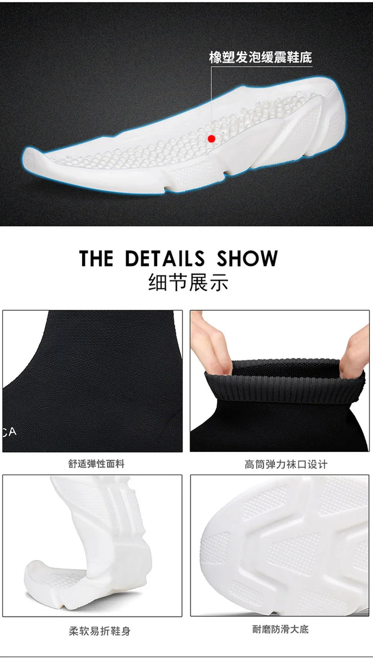 High-top Sock Sneakers Men Large Size 47 Women Sock Shoes Comfortable Breathable Casual Sport Shoes Lightweight Sneakers Male