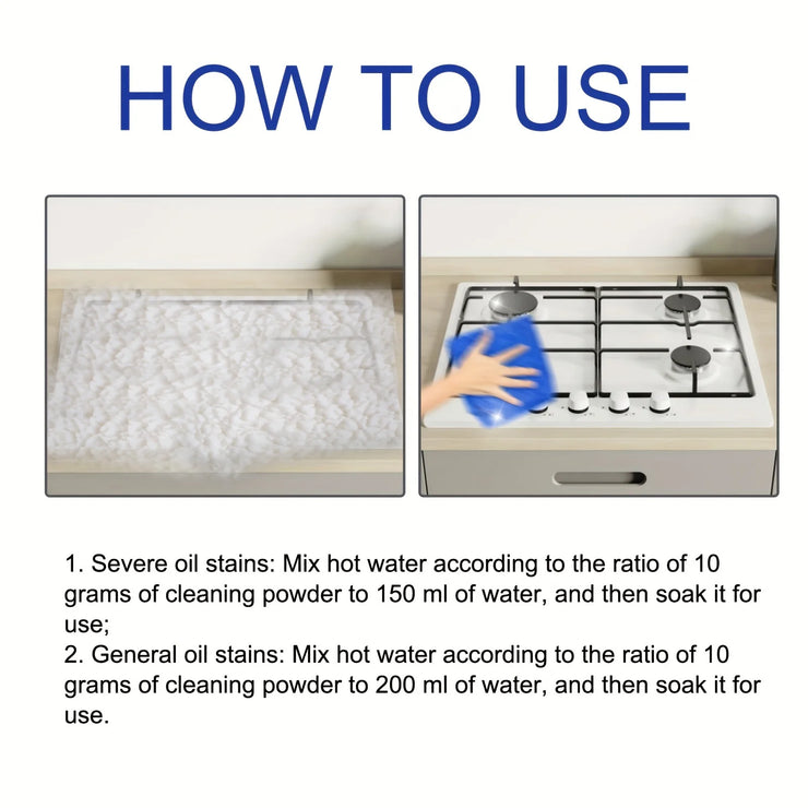 Powerful Kitchen Grease Cleaner Powder-Effective On Stainless Steel, Porcelain,Enamel,Painted Surfaces-Cleans Grease In Kitchen