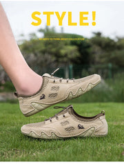 Men Fashion Sneakers Mesh Casual Shoes Lether Lac-up Mens Summer Lightweight Vulcanize Shoes Walking Sneakers Zapatillas Hombre