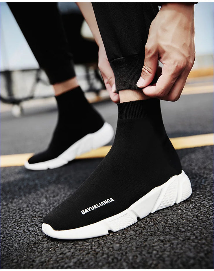 High-top Sock Sneakers Men Large Size 47 Women Sock Shoes Comfortable Breathable Casual Sport Shoes Lightweight Sneakers Male