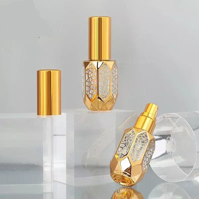 Travel 6ml Mini Spray Bottle Luxury Gold Plating Glass Perfume Portable Refillable Bottles Transparent Alcohol Mist Atomizer