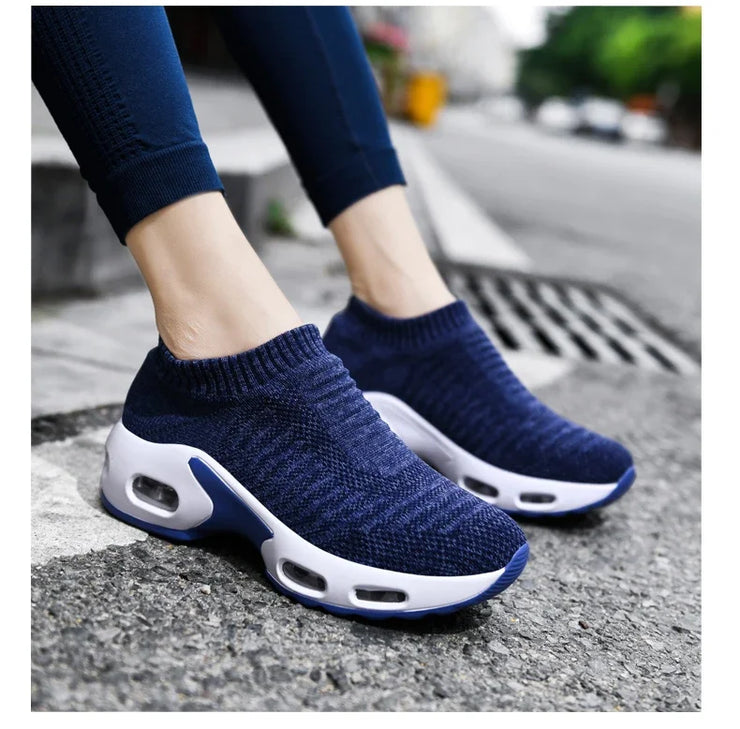 Women Sneakers 2020 Spring Flat Shoes Slip on Platform Sneakers for Women Black Breathable Mesh Sock Sneakers Shoes