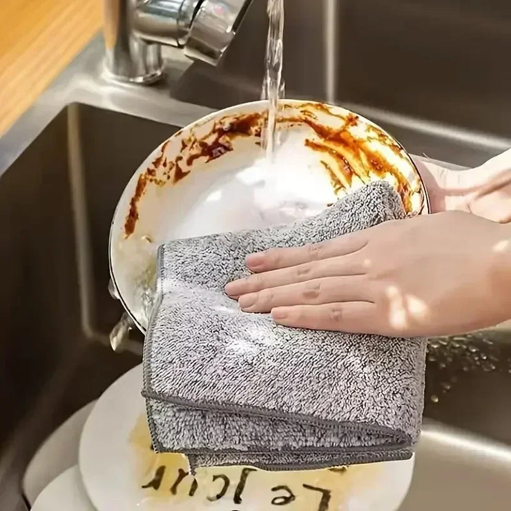 Bamboo Charcoal Dishcloth Reusable Absorbent Car Window Cleaning Cloths Non-stick Oil Microfiber Towel Home Washing Dishes Rag