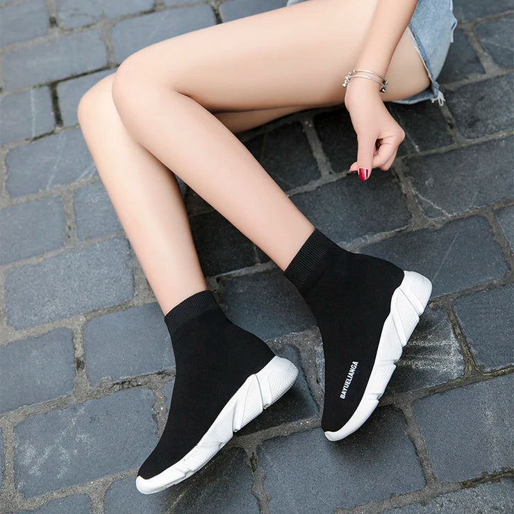 High-top Sock Sneakers Men Large Size 47 Women Sock Shoes Comfortable Breathable Casual Sport Shoes Lightweight Sneakers Male