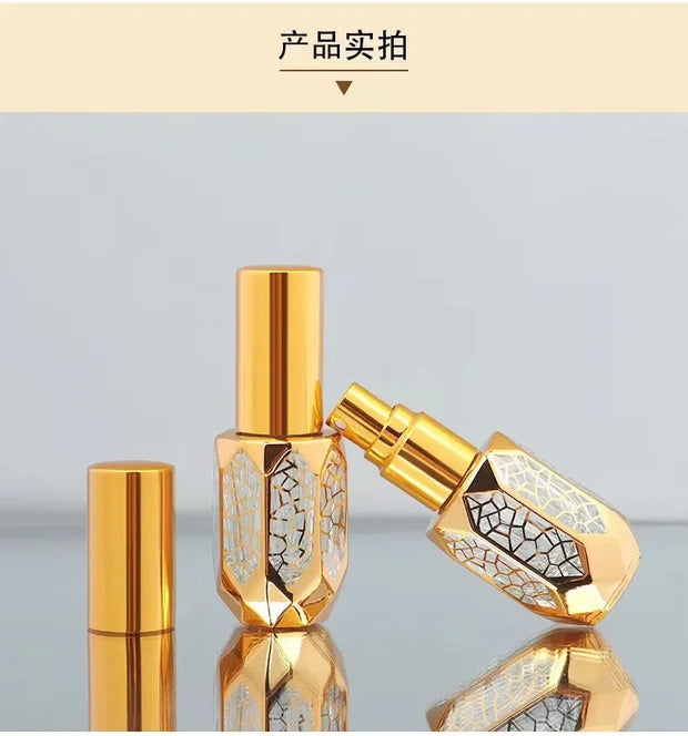 Travel 6ml Mini Spray Bottle Luxury Gold Plating Glass Perfume Portable Refillable Bottles Transparent Alcohol Mist Atomizer