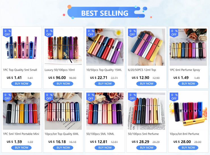 10ml Glass Spray Bottle Metal Perfume Bottles Empty Atomizer Glass Botle Refillable Vials