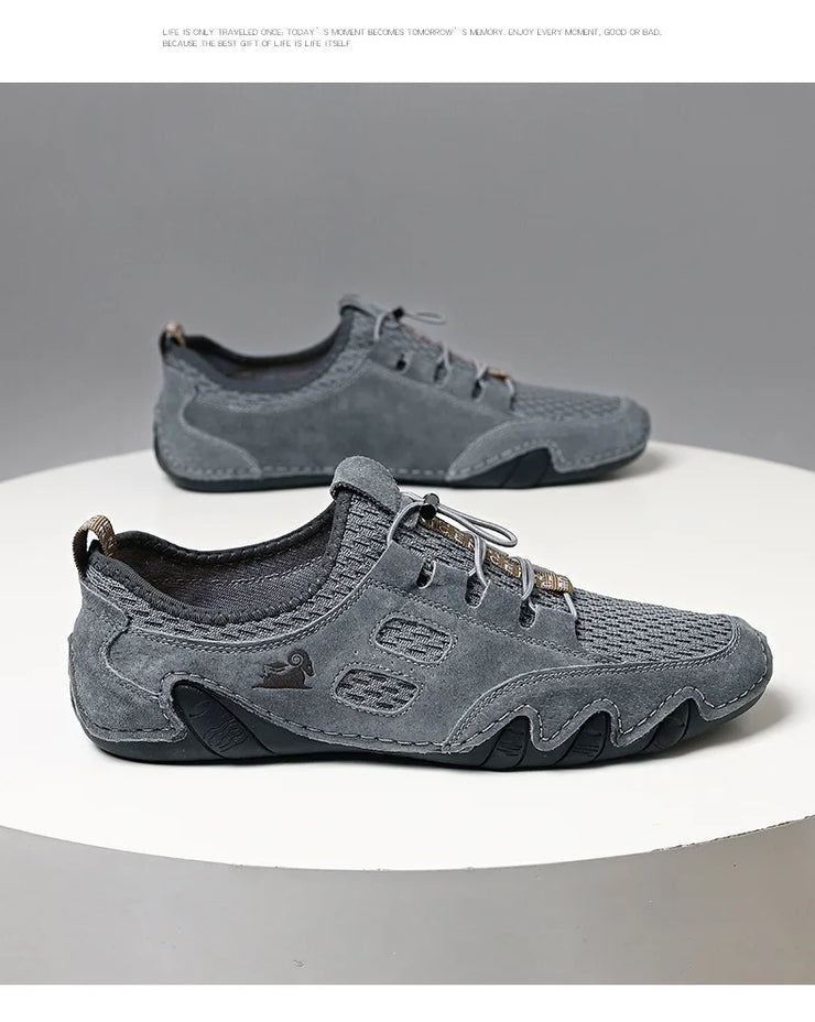 Men Fashion Sneakers Mesh Casual Shoes Lether Lac-up Mens Summer Lightweight Vulcanize Shoes Walking Sneakers Zapatillas Hombre