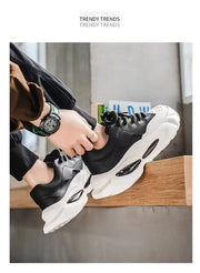 Chunky Sneakers Men Designer Soft Sole Sport Shoes Fashion Casual Microfiber Leather Upper Height Increased Platform White Shoes