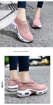 Women Sneakers 2020 Spring Flat Shoes Slip on Platform Sneakers for Women Black Breathable Mesh Sock Sneakers Shoes