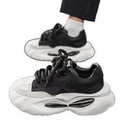 Chunky Sneakers Men Designer Soft Sole Sport Shoes Fashion Casual Microfiber Leather Upper Height Increased Platform White Shoes