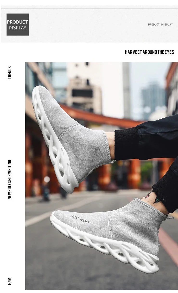 Socks Shoes for Men Black Sneakers Light Breathable Women Runing Shoes Outdoor Platform High Top Men Shoes New Unisex Sport Shoe