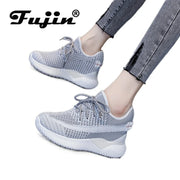 Fujin 2024 Women Summer Shoes New Sock Sneakers Platform Wedge Heel Dad Shoes Chunky Sneakers Pumps Breathable Comfy Shoes