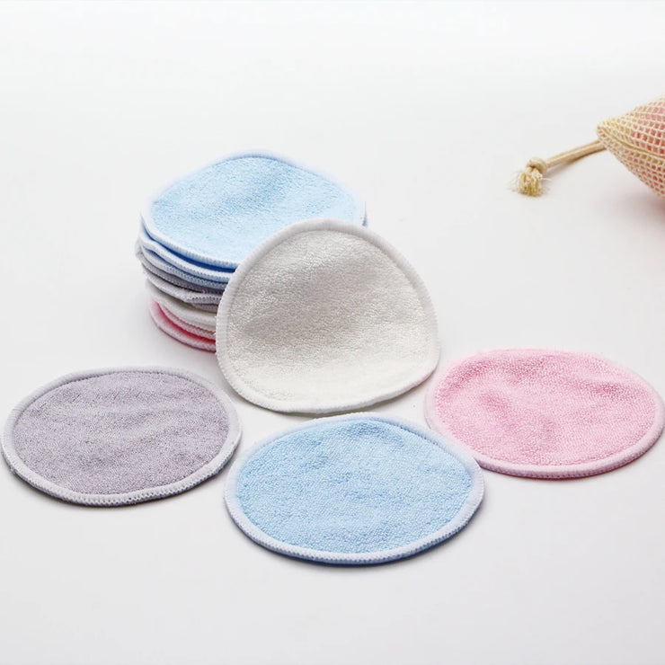 12PC Reusable Cotton Pads Makeup Remover Pads Washable Round Bamboo Make Up Pads Cloth Nursing Pads Skin Care Tool Skin Cleaning