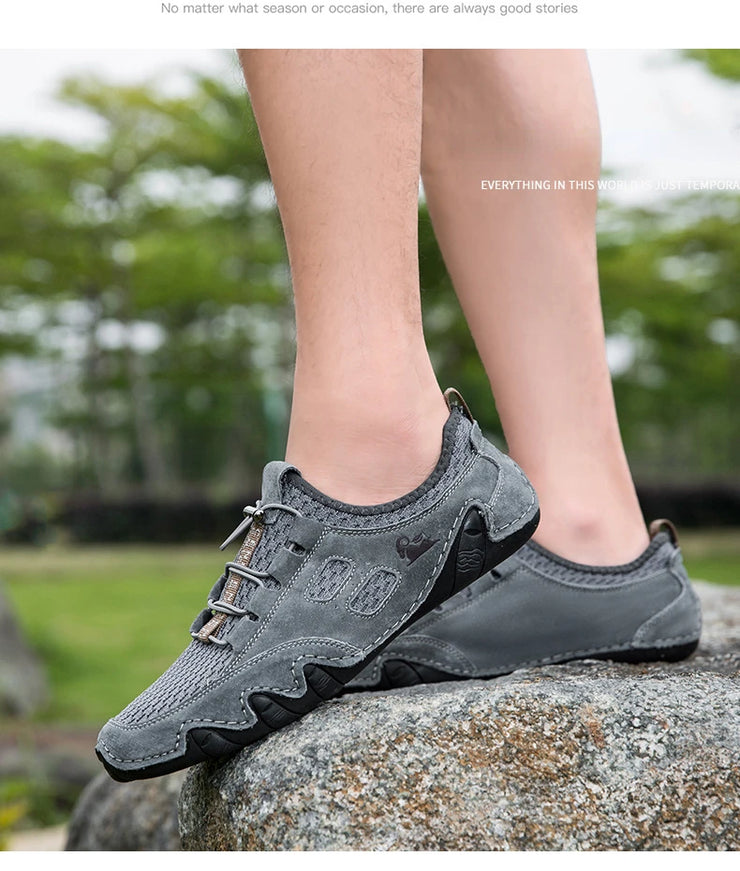 Men Fashion Sneakers Mesh Casual Shoes Lether Lac-up Mens Summer Lightweight Vulcanize Shoes Walking Sneakers Zapatillas Hombre
