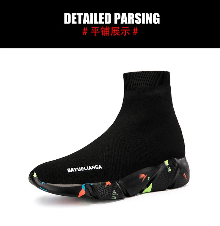 High-top Sock Sneakers Men Large Size 47 Women Sock Shoes Comfortable Breathable Casual Sport Shoes Lightweight Sneakers Male