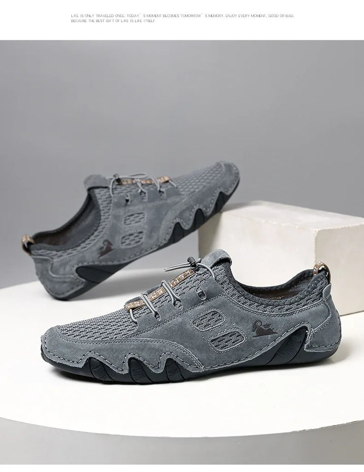 Men Fashion Sneakers Mesh Casual Shoes Lether Lac-up Mens Summer Lightweight Vulcanize Shoes Walking Sneakers Zapatillas Hombre