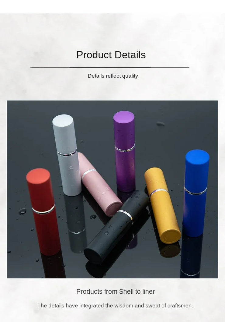 7PCS 5ML Aluminum Perfume Bottle Refillable Travel Perfume Atomizer Mini Glass Spray Bottle