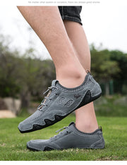 Men Fashion Sneakers Mesh Casual Shoes Lether Lac-up Mens Summer Lightweight Vulcanize Shoes Walking Sneakers Zapatillas Hombre
