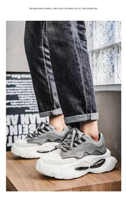 Chunky Sneakers Men Designer Soft Sole Sport Shoes Fashion Casual Microfiber Leather Upper Height Increased Platform White Shoes