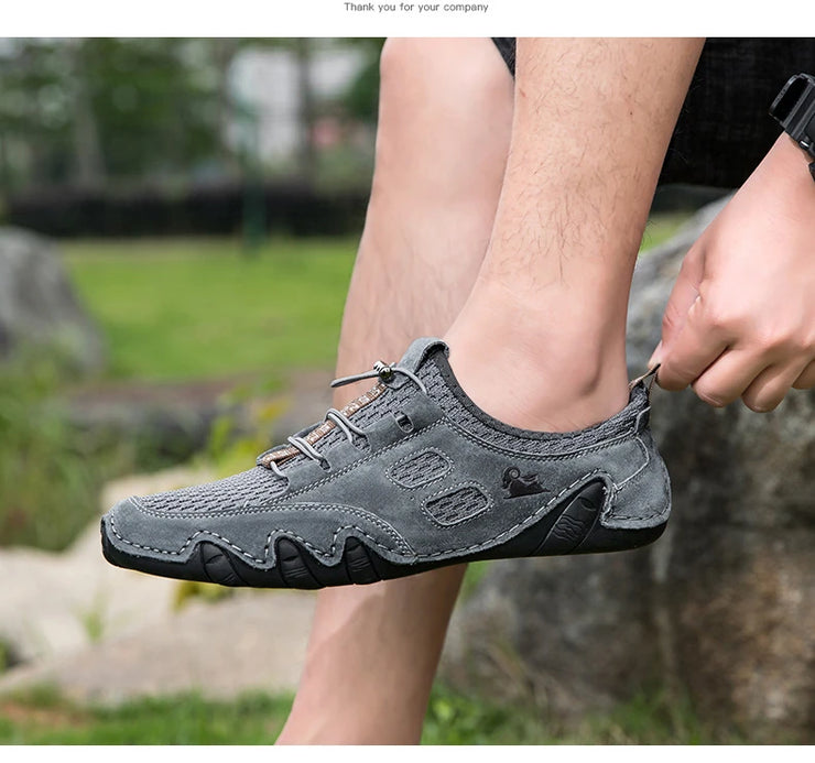 Men Fashion Sneakers Mesh Casual Shoes Lether Lac-up Mens Summer Lightweight Vulcanize Shoes Walking Sneakers Zapatillas Hombre