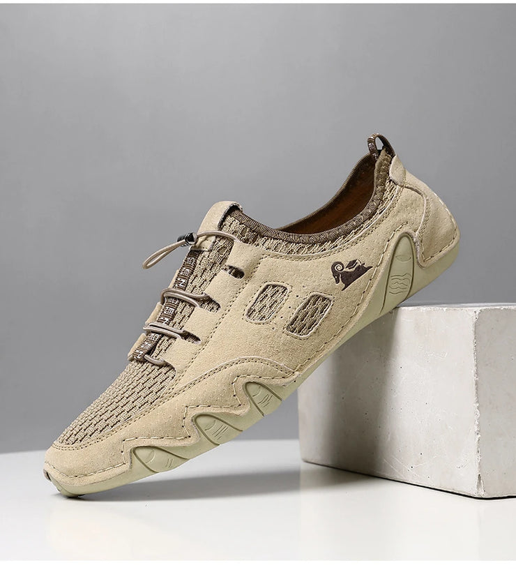 Men Fashion Sneakers Mesh Casual Shoes Lether Lac-up Mens Summer Lightweight Vulcanize Shoes Walking Sneakers Zapatillas Hombre