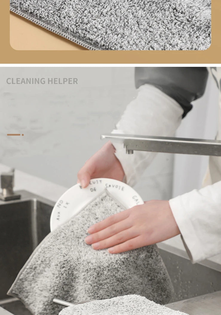 Bamboo Charcoal Fiber Cleaning Cloth Rags Water Absorption Non-Stick Oil Washing Kitchen Towel Household Cleaning Wiping Tools