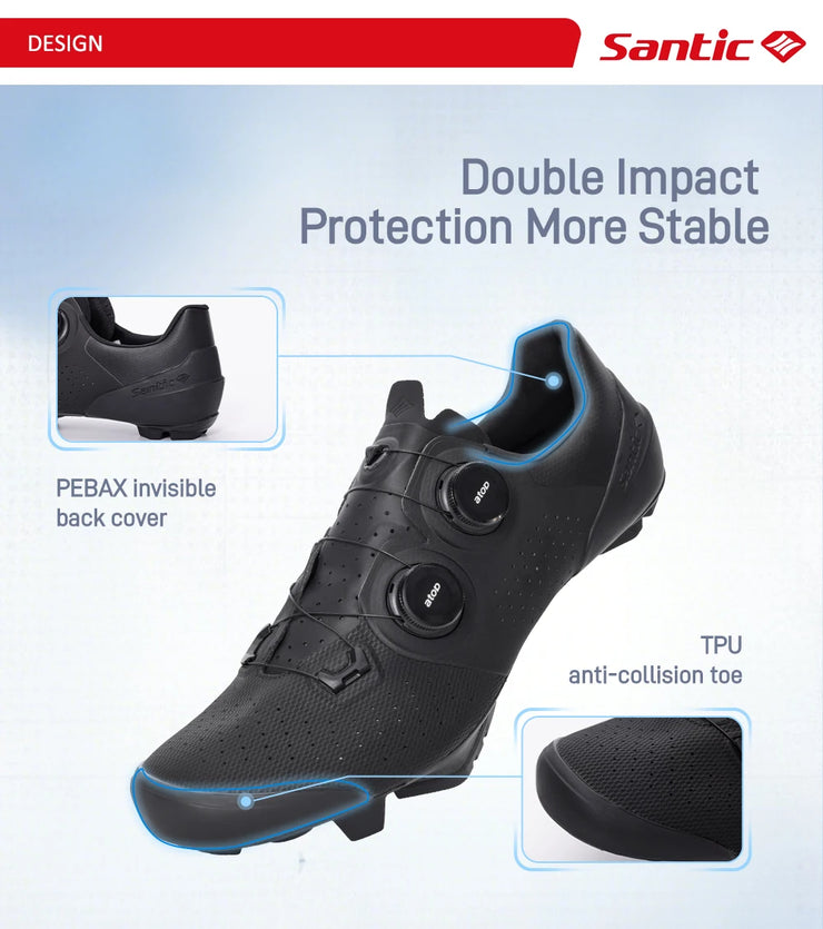 Santic Cycling Mountain Lock Shoes Outdoor Riding Sport MTB Bike Indoor Biking Carbon Fiber Sole Sneakers Comfortable Breathable