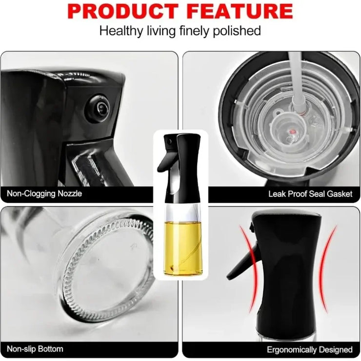 Pneumatic Oil Spray Bottle for Kitchen - Precision Cooking Oil Sprayer for BBQ, Olive Oil, Baking & Frying - BPA-Free Plastic