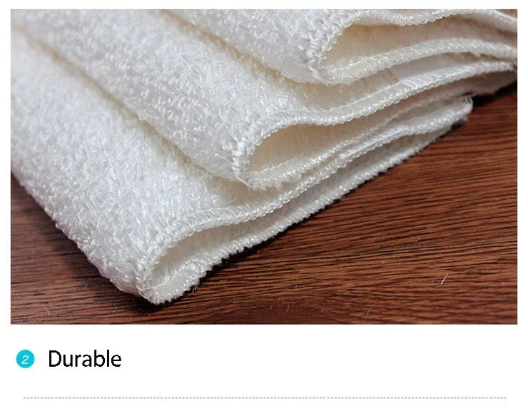 1/5PCS Natural Bamboo Fiber Thickened Cleaning Cloth White Dish Towel Kitchen Scouring Pad Easy To Clean Bathroom Rags Dishcloth
