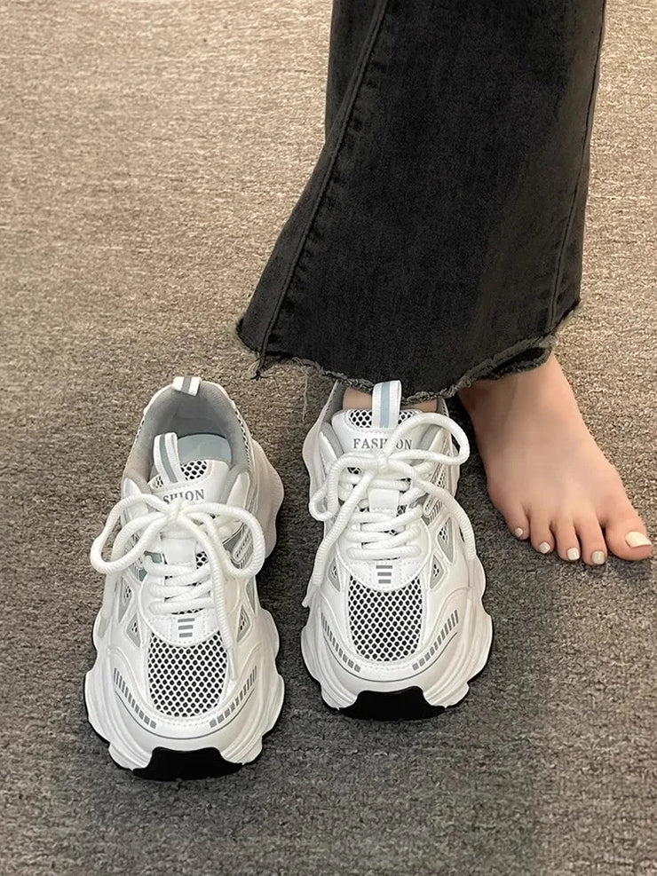 Women Sneakers Platform Flat Shoes Trainers Ladies Thick Sole Sneakers Fashion Casual Shoes Thick Sole Tennis Vulcanized Shoes